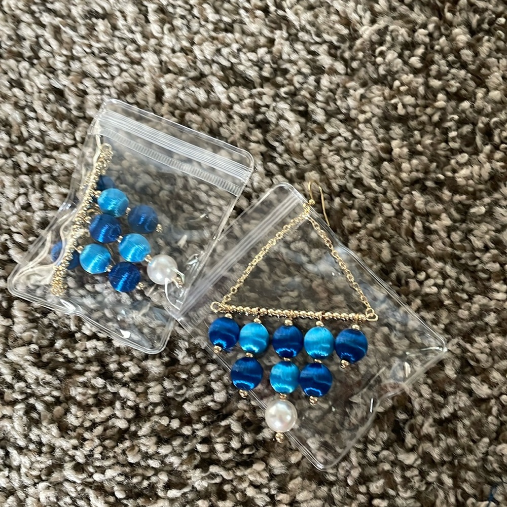 Blue triangle earrings